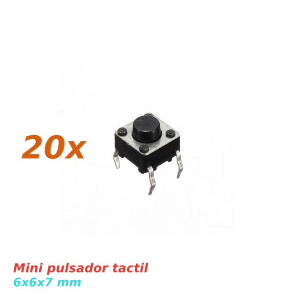 20x Mini pulsador para PCB 6x6x7 mm 4 pines SPST NO