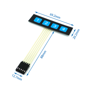 TECLADO MEMBRANA 1x4 teclas con adhesivo - Matrix Keypad Keyboard Key Arduino