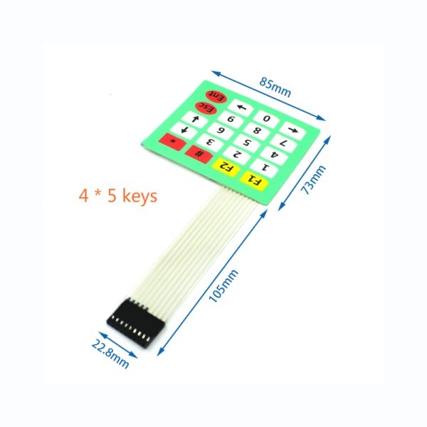 TECLADO MEMBRANA 4x5 teclas con adhesivo - Matrix Keypad Keyboard Key Arduino