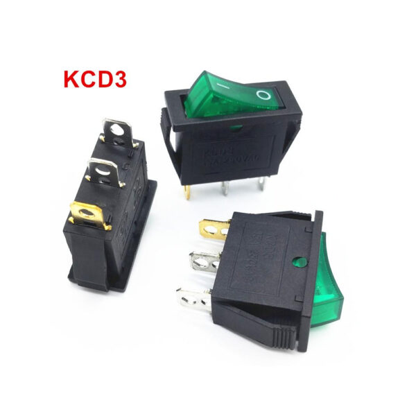 Interruptor basculante SPDT 3 pines y 2 posiciones On-off con LED KCD3 Verde