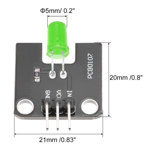 Modulo emisor de luz LED para Arduino microcontrolador de 5 mm Verde