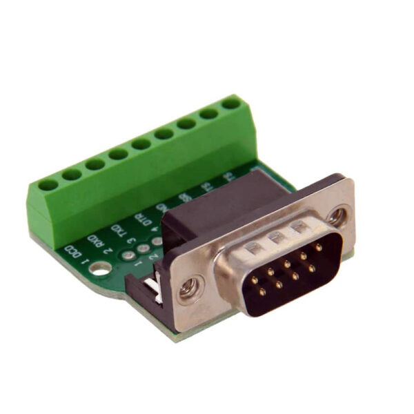 Adaptador conector DB9 Macho socket con terminales tornillos serie RS-232 PCB