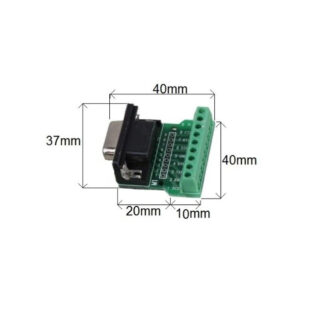 Adaptador conector DB9 Macho socket con terminales tornillos serie RS-232 PCB