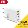 Cargador de telefono movil carga rapida QC3.0, 3.1A, USB C 36 W 5V4A 2PD + 2USB