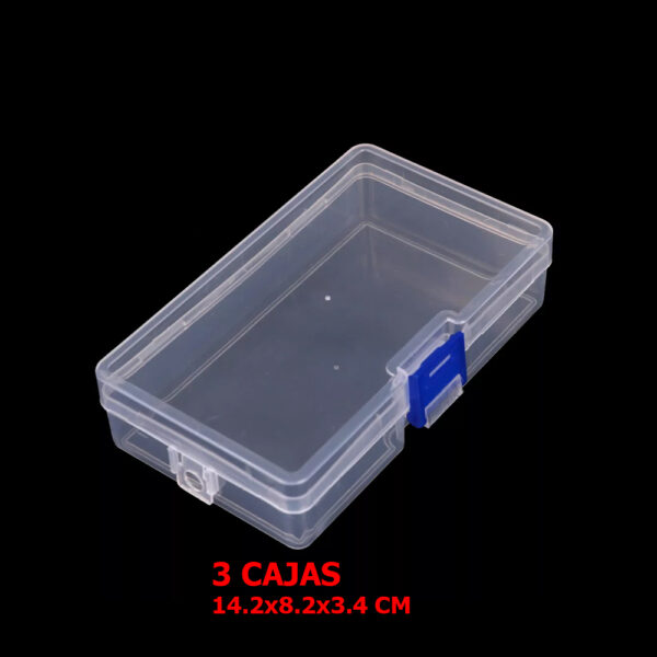 3x caja plastico almacenaje joyas electrónica herramientas collar 14.2x8.2x3.4