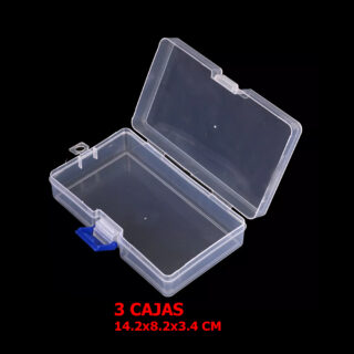 3x caja plastico almacenaje joyas electrónica herramientas collar 14.2x8.2x3.4