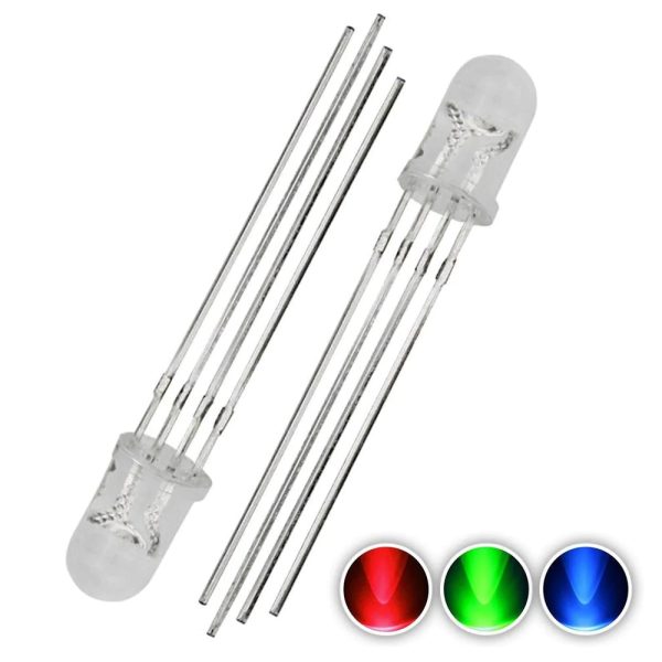 Diodo Led RGB 5mm 4 pines tricolor Catodo comun pin multicolor