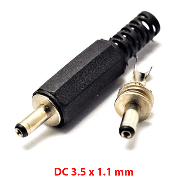 Conector alimentacion Macho DC Jack 3,5mm x 1,1mm aereo soldar