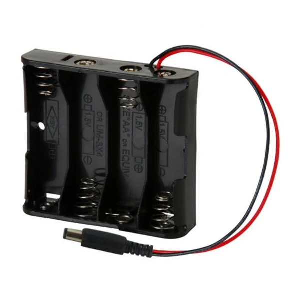 Portapilas  4xAA  4 Pilas LR06 AA conector DC Arduino P017