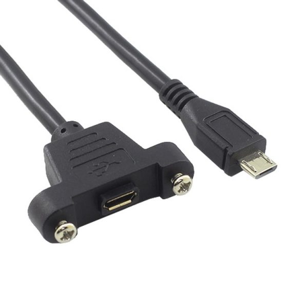 Cable alargador Micro USB 30cm macho hembra montaje panel extensor - Imagen 2