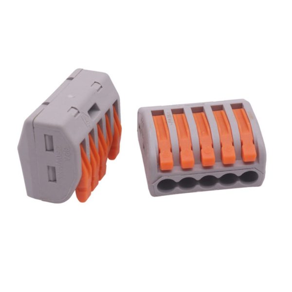 2x Conector rapido 5 terminales 32A 4mm 4000v 250v pines palanca wago pct-215