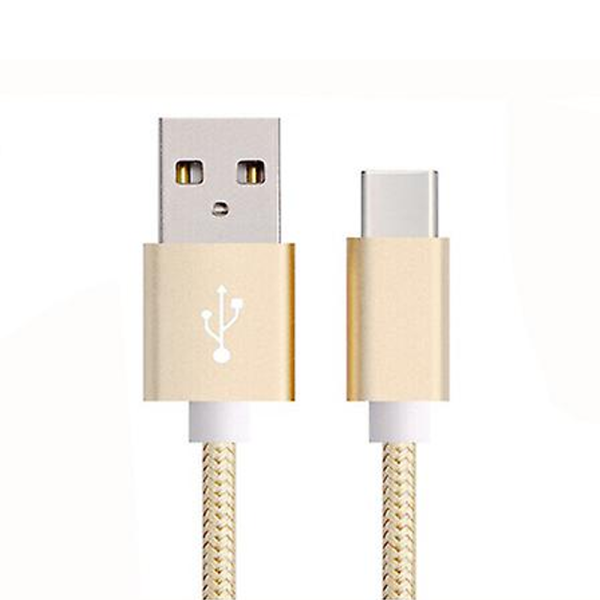 CABLE USB-C ALUMINIO TRENZADO MÓVIL TABLET TIPO C 1m ORO NYLON
