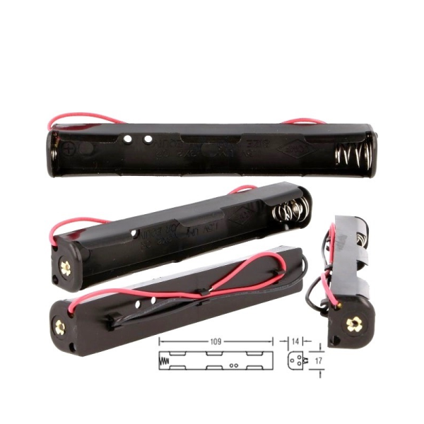 PORTAPILAS 2xAA 3V en linea con cable P011
