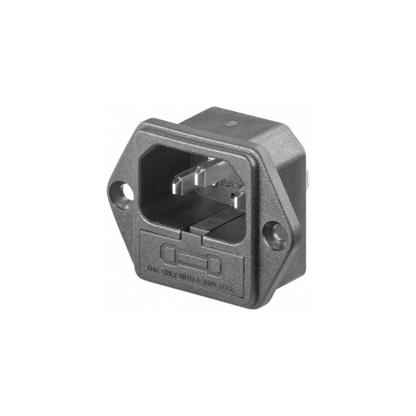 Conector Corriente AC IEC C14 Chasis Macho 10A 250V 3 pines con Portafusible