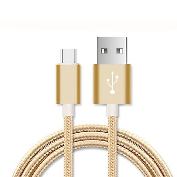 CABLE MICRO USB ALUMINIO TRENZADO 1m ORO NYLON CARGA RAPIDA