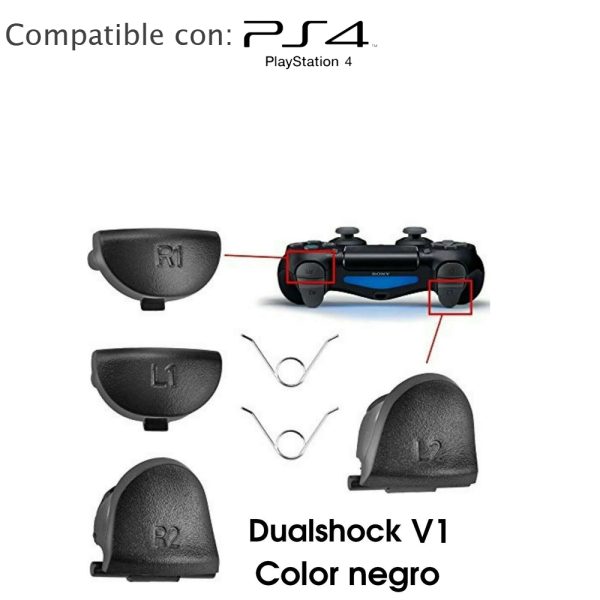 GATILLOS R1 R2 L1 L2 MANDO PS4 PLAYSTATION 4 DUALSHOCK V1 BOTONES COLOR NEGRO