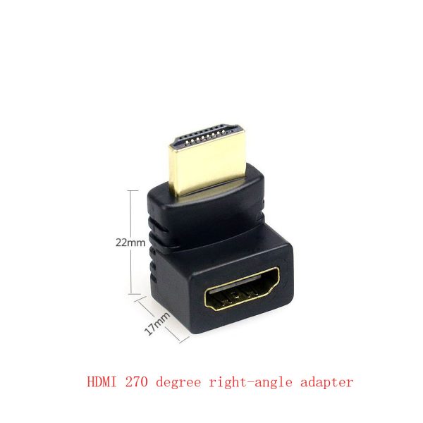 HDMI Angulo Recto Adaptador Macho A Hembra 270 Grados Dorado para PS3 PS4 Xbox - Imagen 2