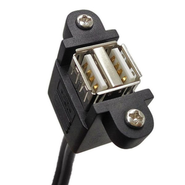 Cable de extension alargador Doble USB 2.0 macho a Doble USB hembra de montaje panel