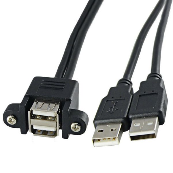 Cable de extension alargador Doble USB 2.0 macho a Doble USB hembra de montaje panel - Imagen 2