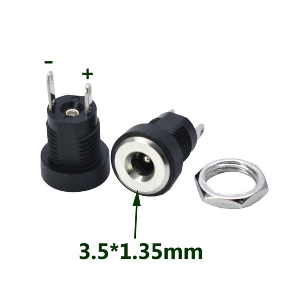 5x Conector corriente DC-022B Jack Power HEMBRA 3.5x1.3mm Panel chasis tuerca