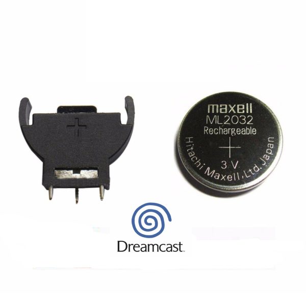 Pack Pila recargable ML2032 + porta pilas para sega dreamcast