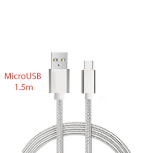 CABLE MICRO USB ALUMINIO TRENZADO PLATA NYLON  1.5M