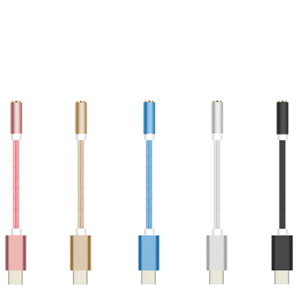 ADAPTADOR NYLON TRENZADO USB-C TIPO C 3.1 A JACK HEMBRA 3.5MM COLOR ROSA - Imagen 4