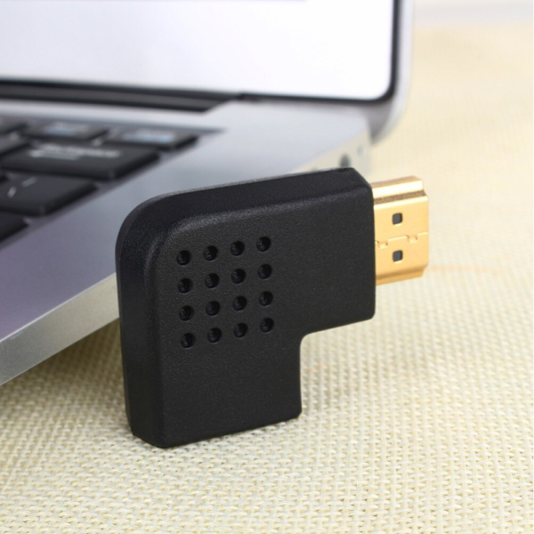 Adaptador HDMI Macho a HDMI Hembra Ángulo 90º Conector 1.4 izquierda - Imagen 2