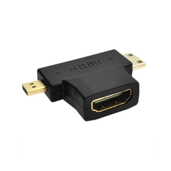 Conector Adaptador Convertidor 3 en 1 HDMI v1.4 hembra a mini y micro HDMI macho - Imagen 2