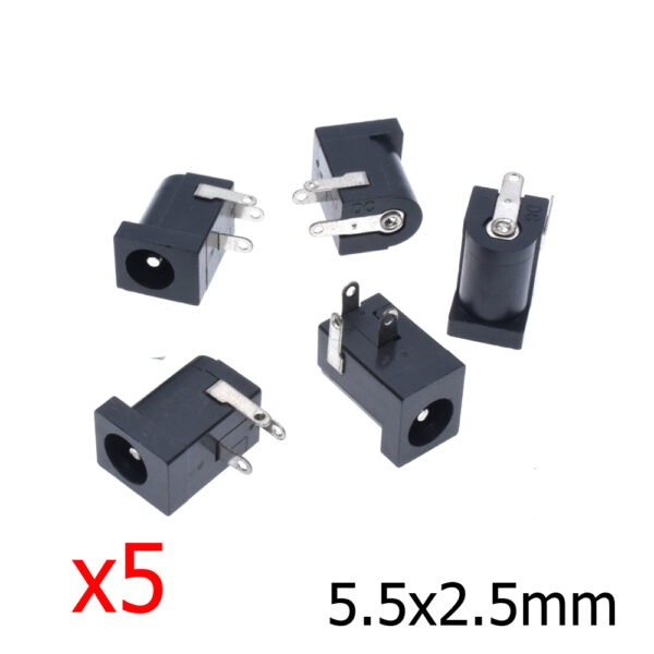 5X CONECTOR DC JACK HEMBRA 5.5 X 2.5mm