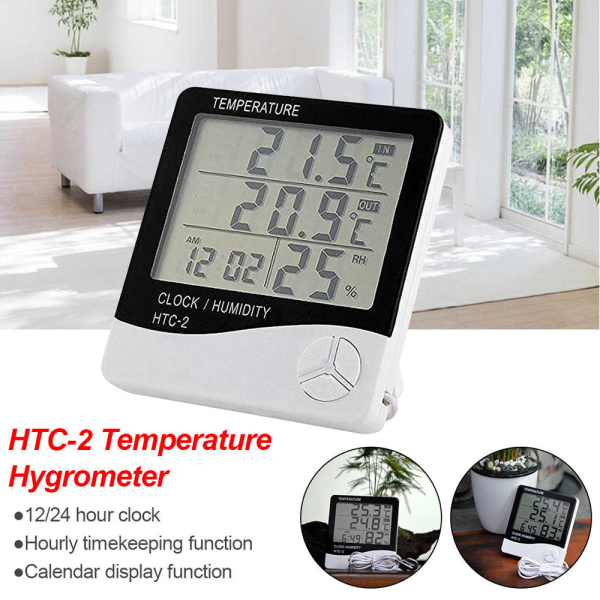 RELOJ + TERMOMETRO + HIGRÓMETROINTERIOR/EXTERIOR  HTC-2 - Imagen 2