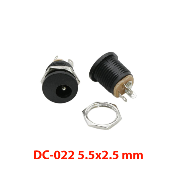 5x CONECTOR DC JACK HEMBRA 5,5X2,5 MM MONTAJE SUPERFICIE REF2254