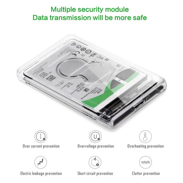 Caja Carcasa de disco duro usb 3.0 SSD HDD SATA 2.5" TRANSPARENTE - Imagen 2