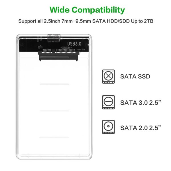 Caja Carcasa de disco duro usb 3.0 SSD HDD SATA 2.5" TRANSPARENTE - Imagen 6