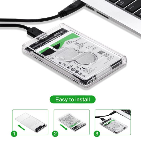 Caja Carcasa de disco duro usb 3.0 SSD HDD SATA 2.5" TRANSPARENTE - Imagen 7