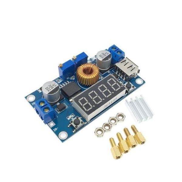 XL4015 Convertidor DC a DC Step-down de 5,5V-36V a 1,25V-32V 5A Digital con Voltímetro, Amperímetro y Salida USB