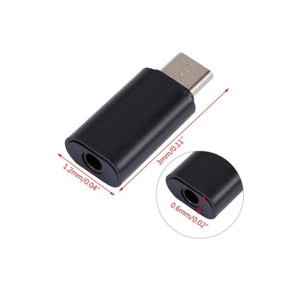 ADAPTADOR USB-C TIPO C 3.1 A JACK HEMBRA 3.5MM HUAWEI XIAOMI COLOR NEGRO ref2296 - Imagen 2