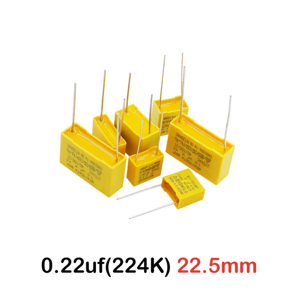 2x Condensador de seguridad MKP X2 0.22uF 224K AC 275V 22.5mm