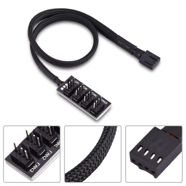Cable ventilador Hub PWN 1 To 4-Pin PWM CPU Fan Hub Splitter Divisor