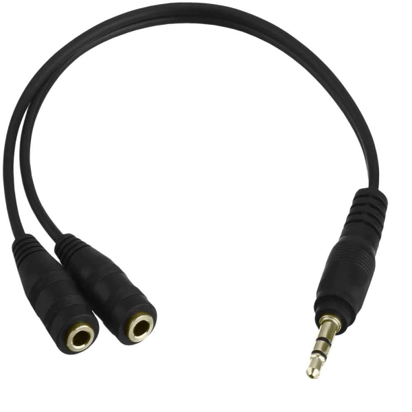 CABLE DUPLICADOR DIVISOR AUDIO AURICULAR JACK 3.5MM SPLITTER 1 MACHO A 2 HEMBRA REF722