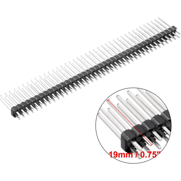 5X TIRA 2x40 PINES 2,54 MM 19 MM LARGO PINES - Imagen 2
