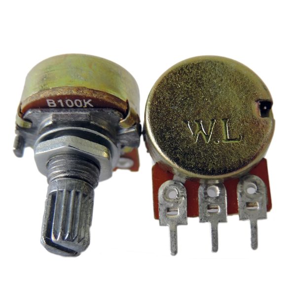 Potenciometro B100K ohm lineal 0,5w 15mm + Perilla NARANJA