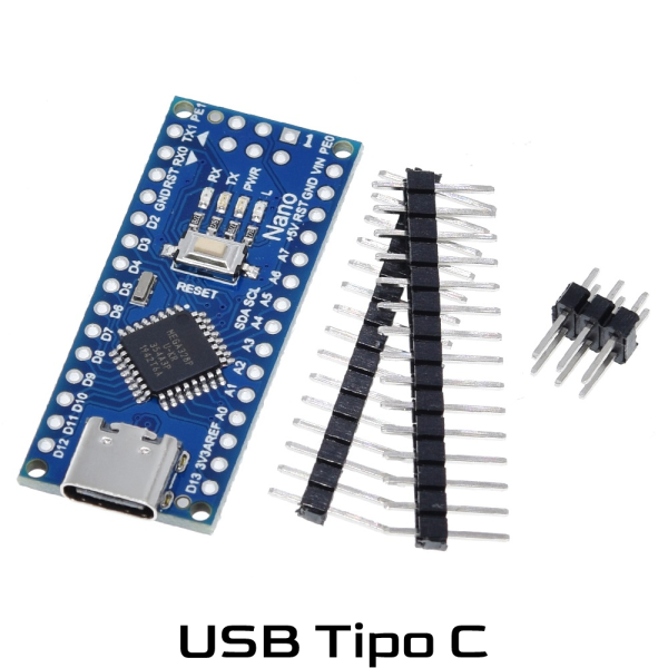 NANO V3.0 ATmega328P CH340G 16Mhz SIN SOLDAR 100% Compatible Arduino Tipo C - Imagen 2