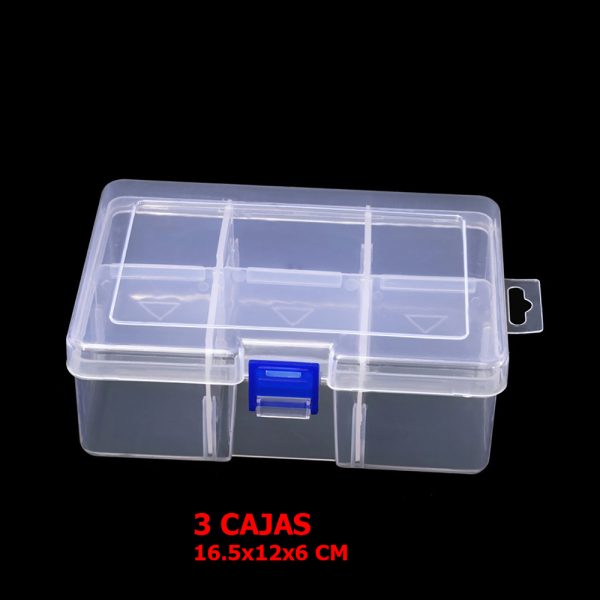 3x caja plastico almacenaje joyas electrónica herramientas collar 16.5x12x6