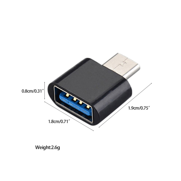 2x Adaptador Universal Usb a tipo C Transmisor USB Tipo C Macho a USB Hembra NEGRO - Imagen 2