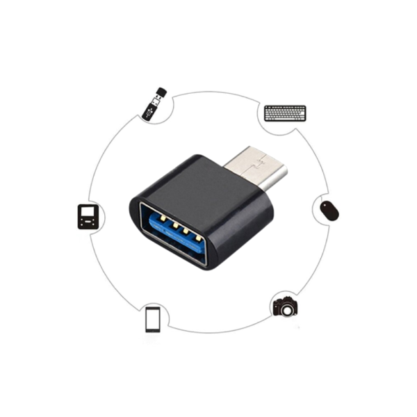 2x Adaptador Universal Usb a tipo C Transmisor USB Tipo C Macho a USB Hembra NEGRO - Imagen 3