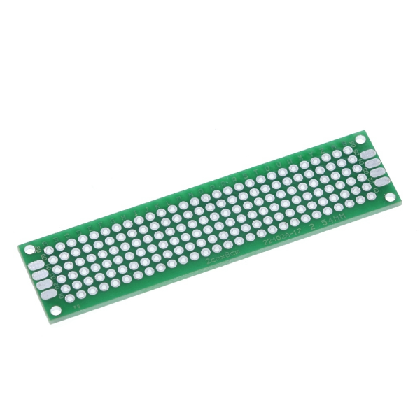 Placa PCB 2x8cm Perforada Doble Cara 2,54mm Prototipo