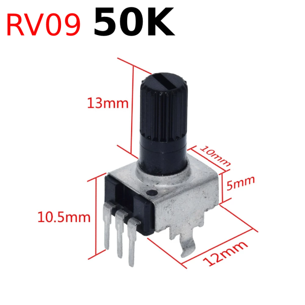 5x Potenciometro vertical tipo RV09 50K ohm lineal 0,05w resistencia ajustable