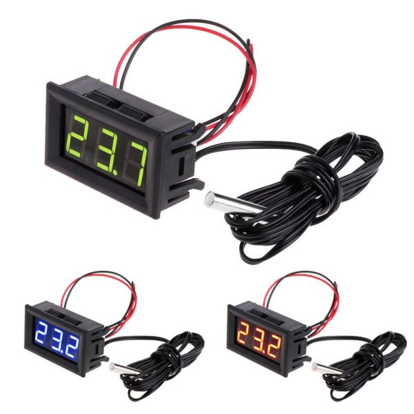 Monitor Temperatura -50 110 5v 12v Digital LED color AZUL panel NTC Termometro - Imagen 2
