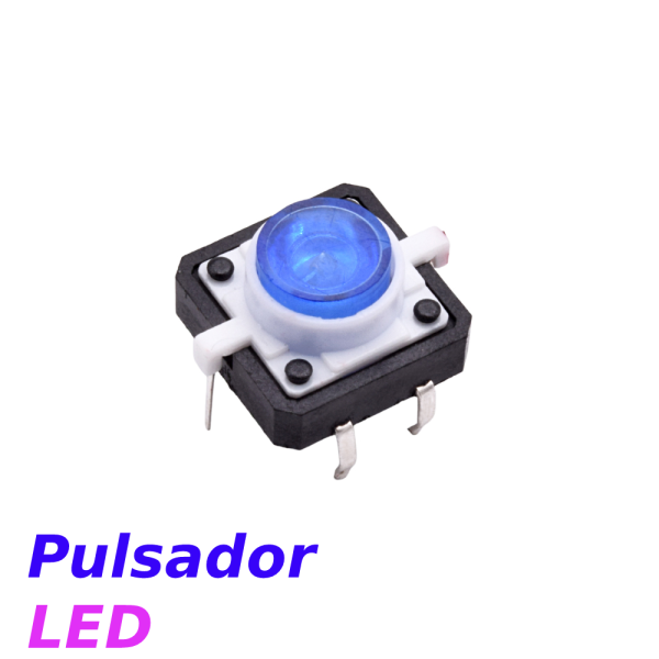 Pulsador interruptor momentaneo NO 12x12x7mm con LED AZUL - Imagen 3